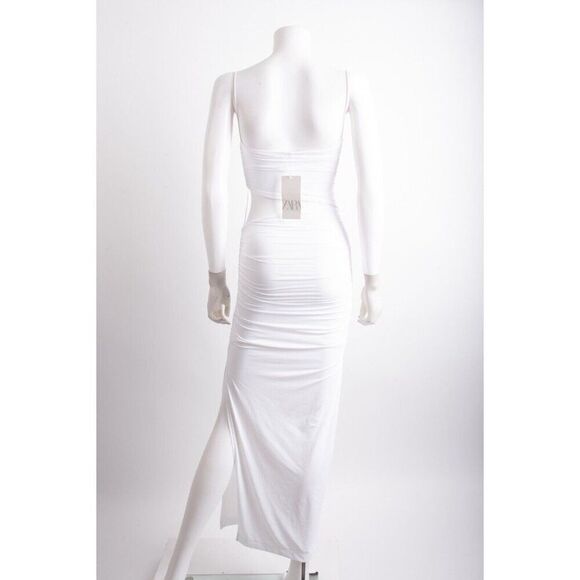 Zara Womens Midi Dress S White Asymmetric Fitted Cutout Sleeveless 3641/808 NWT - Picture 5 of 6